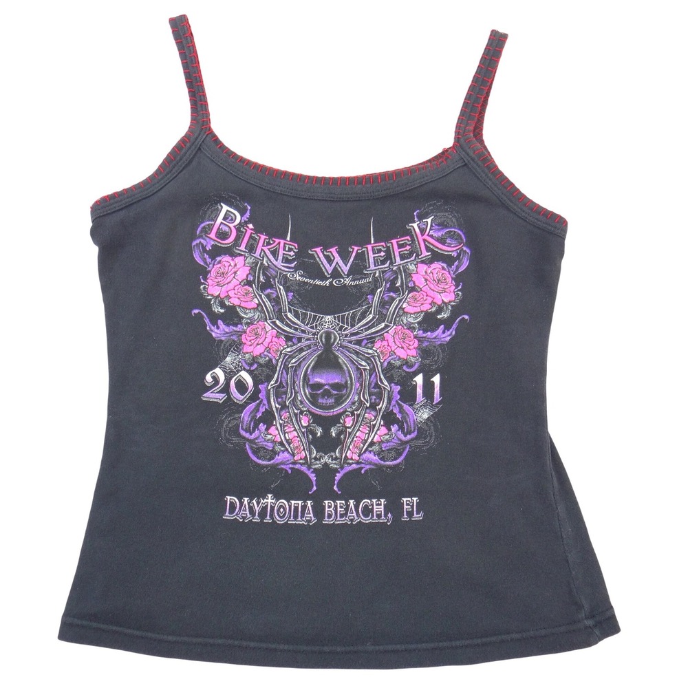 Biker Design Daytona Beach Bike Week 2011 Spider Skull Tank Top Womens Medium